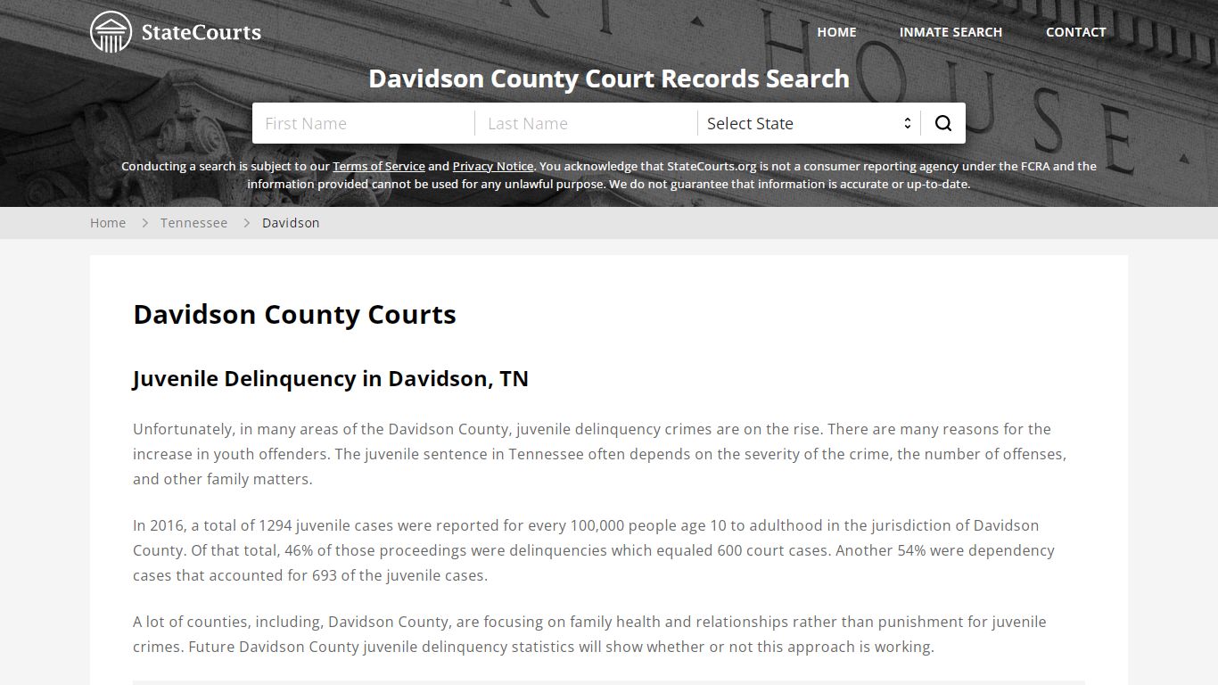 Davidson County, TN Courts - Records & Cases - StateCourts